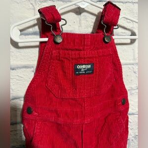 Vtg OshKosh B'gosh Kids Red Vestbak Corduroy Overalls, Size 18 months